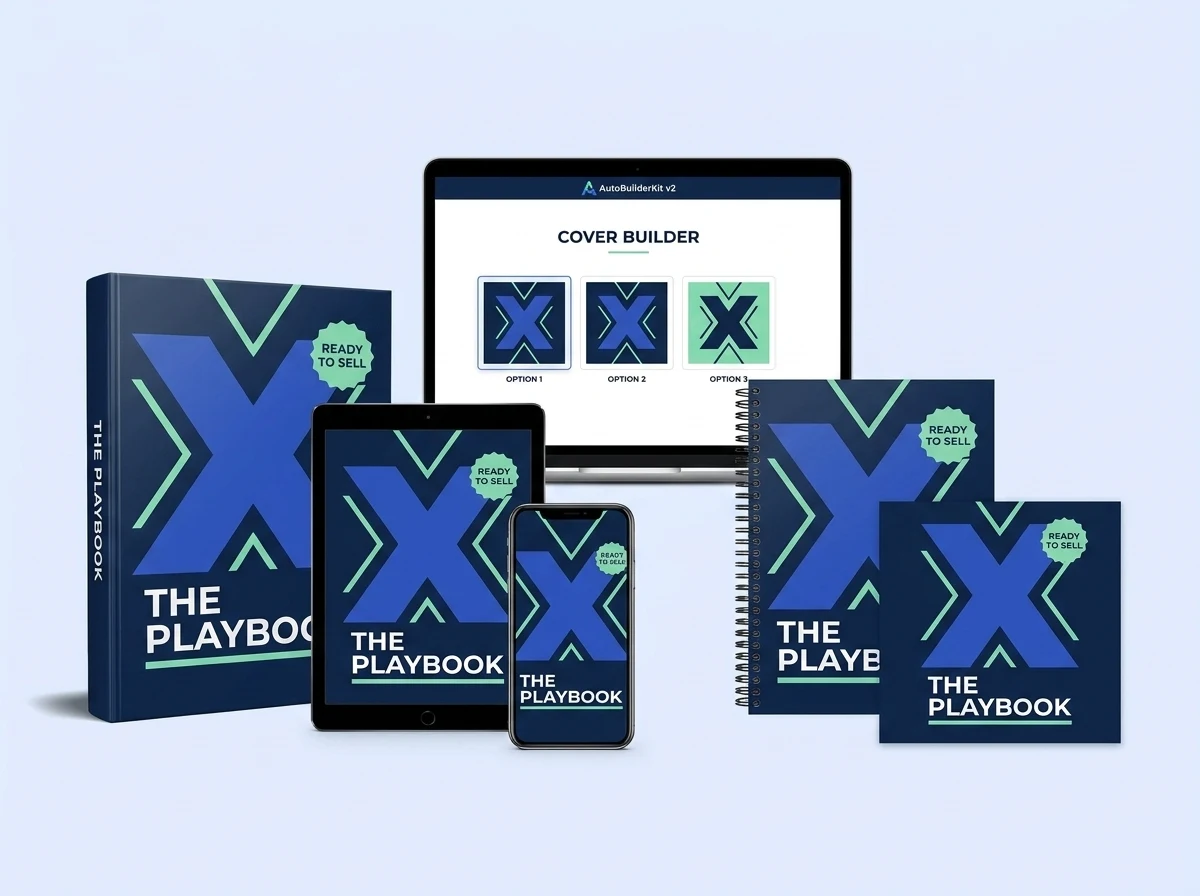 A finished cover system displayed consistently across a hardcover book, workbook, tablet, phone, and marketplace cover.